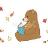 読み聞かせをするクマ親子の素材、無料ダウンロード中（イラストAC)