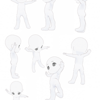 【トレスフリー】２頭身ミニキャラクター手を広げて立っているポーズ集