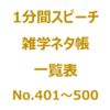 １分間スピーチ｜雑学ネタ帳の一覧表（No.401～500）です。