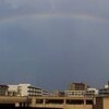 雨上がりの空に虹が。