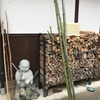 お寺で竹の切り出し。