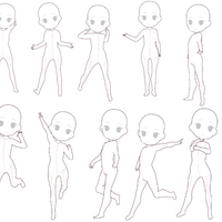 【トレスフリー素材】デフォルメミニキャラクターの立つポーズ集