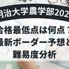 明治大学農学部2026合格最低点は何点？最新ボーダー予想と難易度分析