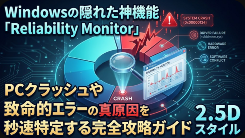 Windowsの隠れた神機能「Reliability Monitor」でPCクラッシュや致命的エラーの真原因を秒速特定する完全攻略ガイド