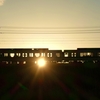 東武日光線夕景（埼玉県加須市）