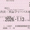 小田急電鉄　　町田駅発行　「丹沢・大山フリーパス　Ｂキップ」