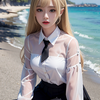 ポニーテイル制服美女とビーチで /At the beach with a beautiful girl in uniform with a ponytail