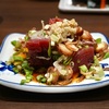 豊洲の「米花」でかつおポン酢、肉豆腐、茄子の揚げ浸し。
