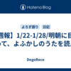 【週報】1/22-1/28/明朝に目がさめて、よふかしのうたを読んだ