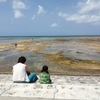 3歳児の姪っ子と干潮の浦添パルコシティ前の海で磯遊び