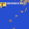 🔔夜だるま地震速報/最大震度・3十島村