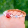 【バラ色の人生！幸せな結婚生活のお守り！インカローズ×アクアマリン×モルガナイト×水晶】レア・希少！極小4mm・5mm・6mm ルドラクシャブレスレット（菩提樹の実）第４・5・7チャクラ対応