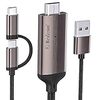 usb type c hdmi 変換アダプタ テレビ スマホ 接続ケーブル android 携帯からテレビに接続 android テレビ出力 アンドロイド ミラーリング ケーブル 【2in1 typec hdmi/micro hdmi 変換ケーブル】 wifi不要 音声同期出力 1080PHD大画面 日本語説明書 スマホとテレビを繋ぐ スマホ てれび ケーブル