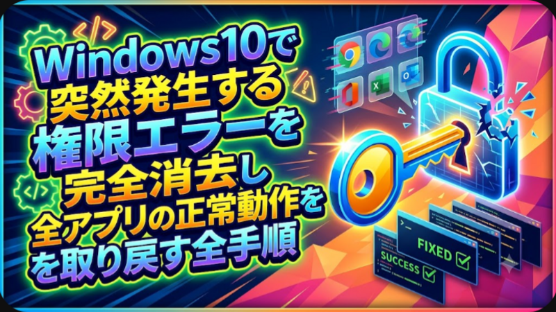 Windows10で突然発生する権限エラーを完全消去し全アプリの正常動作を取り戻す全手順