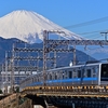 冬の富士山と小田急を撮る in川音川・酒匂川