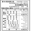 #101 秋田銘醸 96期決算 利益73百万円