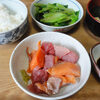今日の食べ物　朝食に刺身