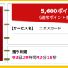 【ハピタス】 エポスカードが期間限定5,600pt(5,600円)！ 年会費無料！ ショッピング条件なし！ さらに2,000円分のポイントプレゼントも♪