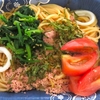 冷凍の「たらこといかスパゲッティ」を温めて食べました‥