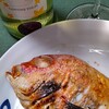 連子鯛の塩焼きと穴子寿司とイタリアの白