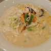 宮城野区卸町・リンガーハットで長崎ちゃんぽん麺１．５倍」//丸い丸い麵と白い白いスープがチャンポンポン