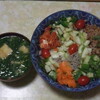 漬物丼+納豆,シソ,ミニトマト