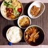 Pork miso soup, Salad, Natto.