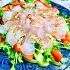 鯛の中華風カルパッチョは桜色　鶏手羽元のスープ フライドポテトを添えて