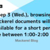 On Sep 3 (Wed.), browsing for Mackerel documents will be unavailable for a short period of time between 1:00-2:00 a.m.
