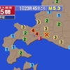 夜だるま地震速報『5弱／北海道胆振』