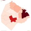 ブエノスアイレス市の地域別感染者数マップが出ていた