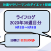 【サラリーマンのダイエット記録】9月2日〜9月8日分【ライフログ2020年36週目】