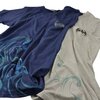メンズ 手描き波とコウモリ柄ポケット付きTシャツ