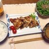 4月9日はポークピカタを椎茸入りとん平焼きに変更。春菊サラダもおいし☆