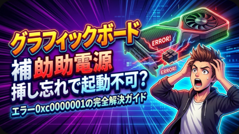 グラフィックボードの補助電源挿し忘れで起動不可？エラー0xc0000001の完全解決ガイド