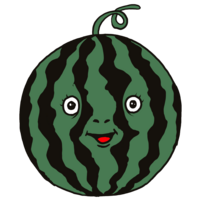 スイカ（一玉）のかわいいイラスト