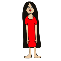 赤いワンピースの女の人 のかわいいイラスト