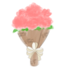 フリー素材・商用OK・透過PNG　母の日の花束ブーケゆるい手書きイラスト（ピンク）｜Free stock image, commercial use OK, transparent PNG: Mother's Day bouquet, loosely hand-drawn clipart（pink）