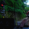 スイッチバックの駅で列車交換する箱根登山電車