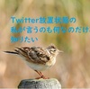 Twitter放置状態の私が言うのも何なのだけど　知りたい