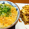 玉子あんかけうどんと野菜かき揚げ