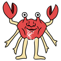 泡を吹くかわいいカニ のイラスト