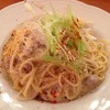 LoBoS 日比谷店｜ネギと挽肉のクリームパスタ！サラダバーもドリンクバーも！