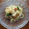 たくさん桃をいただいたので冷製パスタにトライしてみました！