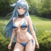 【Stable Diffusion】YesMix and LoRA generated a swimsuit image of Konosuba's Aqua.
