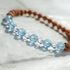 幸せな結婚・癒しのお守り！3月誕生石・高品質アクアマリンのお守りルドラクシャブレスレット（菩提樹の実）・第４チャクラ対応