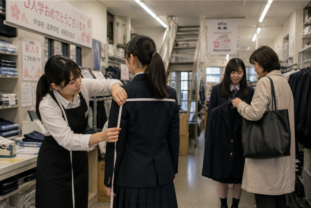商店街の制服屋で働く。