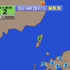 夜だるま地震速報『最大震度2／朝鮮半島南部』
