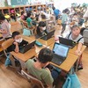 １年生：タブレットでむしを紹介、質問