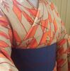 昭和のトンデモ柄の矢羽着物を浴衣仕様で着てみました